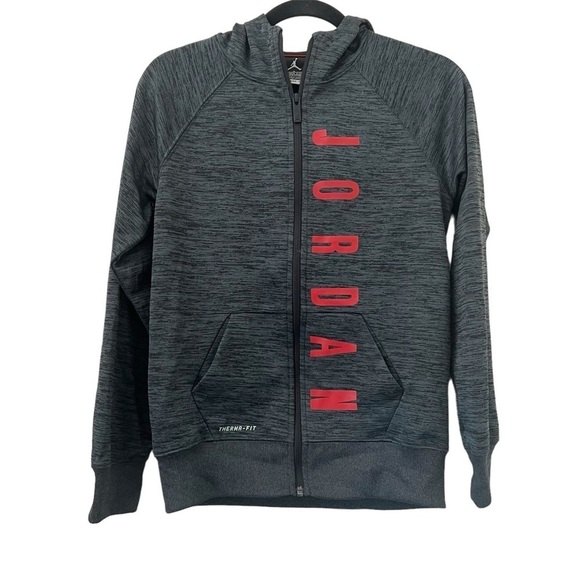 Jordan Gray & Red Therma-Fit Full Zip Hooded Jacket - Picture 1 of 4